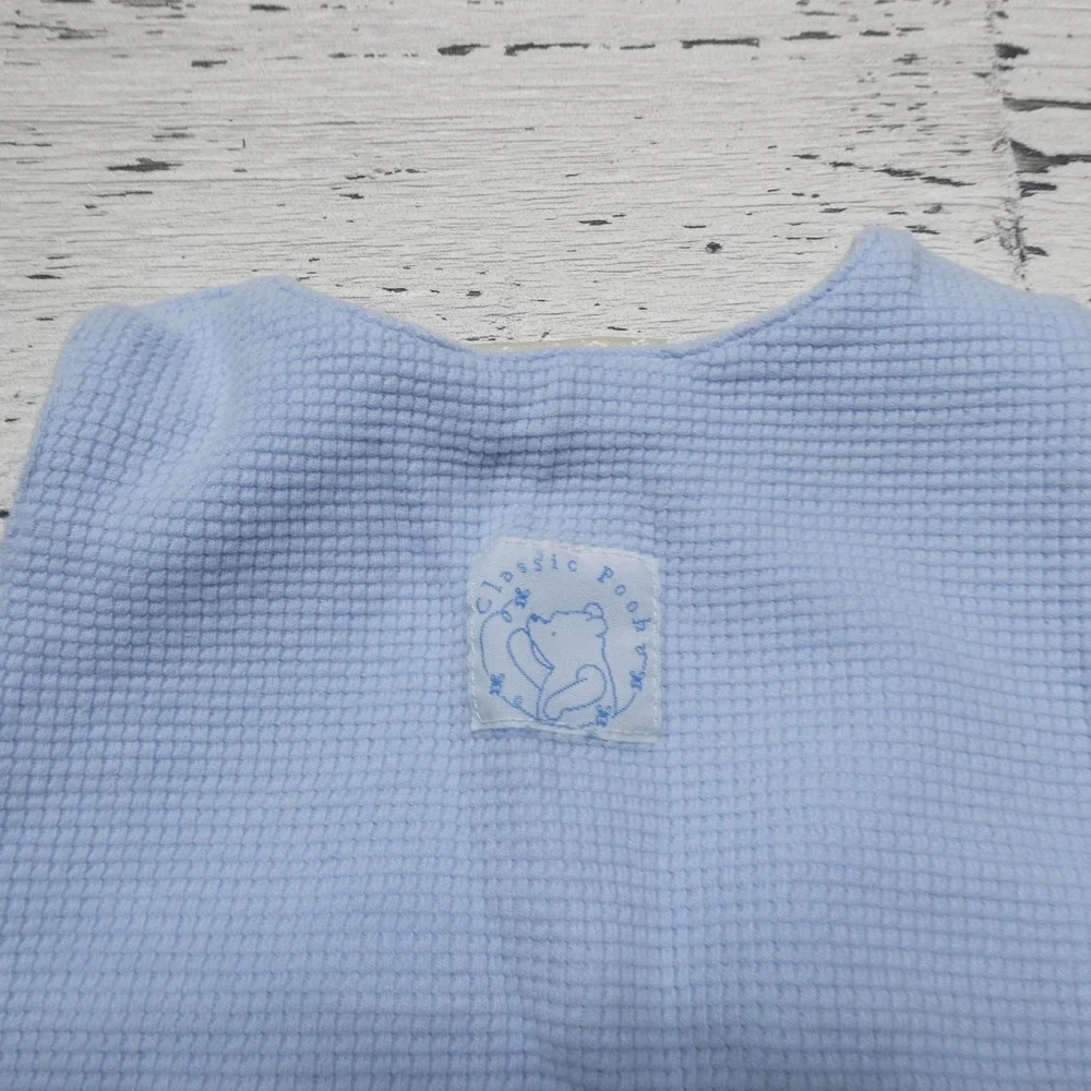 Classic Pooh Overalls Baby Boys 0-3 Months Blue Knit Footed Winnie The Pooh